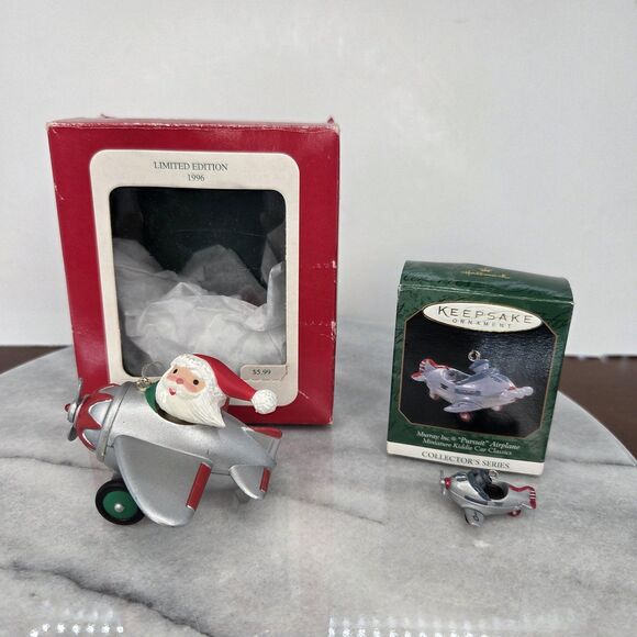 Vintage 1996 Santa Airplane Longs Ornament + 1997 Hallmark Pursuit Christmas Lot - Picture 15 of 16